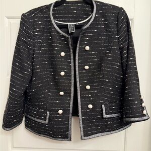 Mary Kay Black and White Striped Blazer